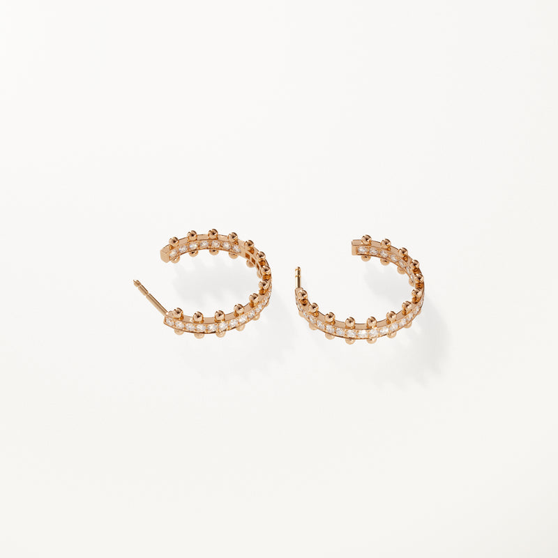 Beaded Earrings, Medium lab diamond yellow gold hoops 1.08 ctw