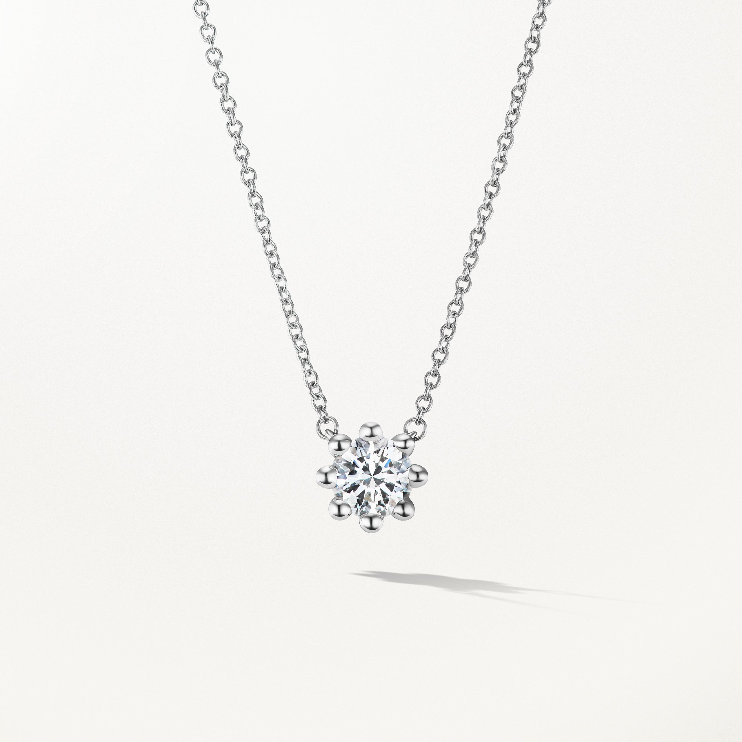 Oscar Massin Beaded Necklace Medium Diamond White Gold Pendant 0.5 ctw