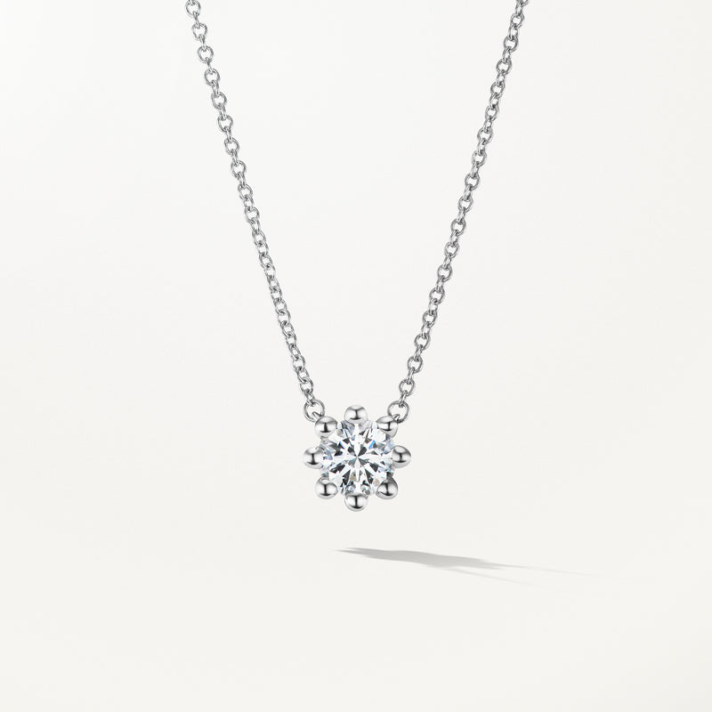 Beaded Necklace, Medium lab diamond white gold pendant 0.5 ctw