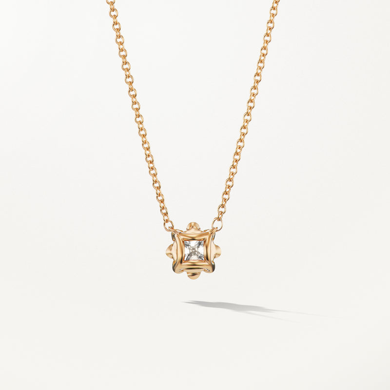 Beaded Necklace, Medium lab diamond yellow gold pendant 0.5 ctw