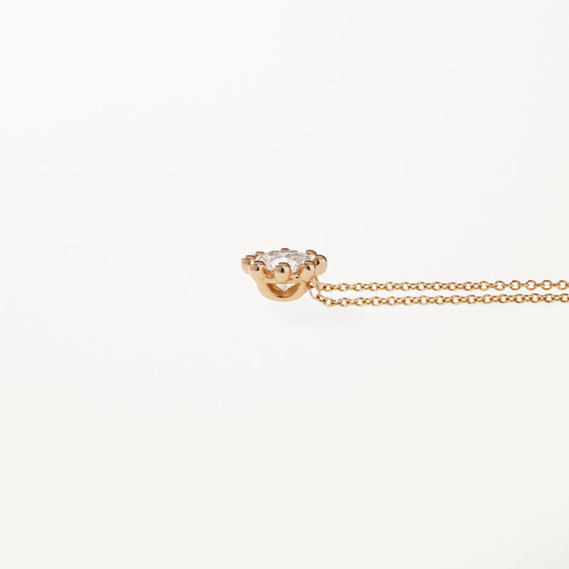 Beaded Necklace, Large lab diamond yellow gold pendant 1 ctw