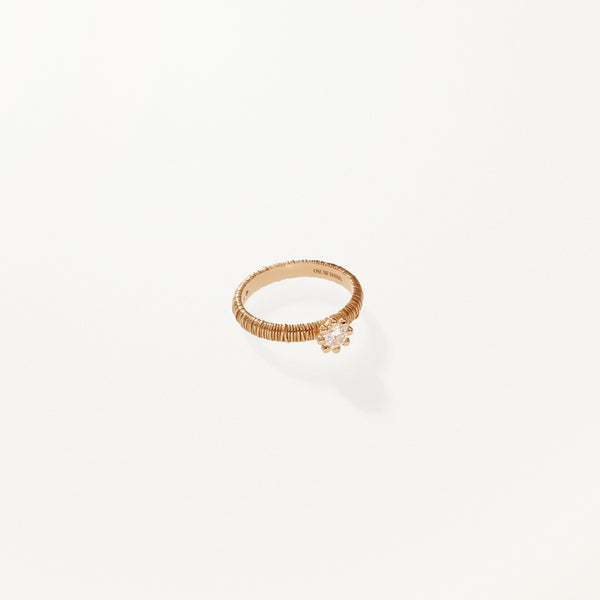 Beaded Ring, Lab diamond yellow gold filigree band 0.35 ctw