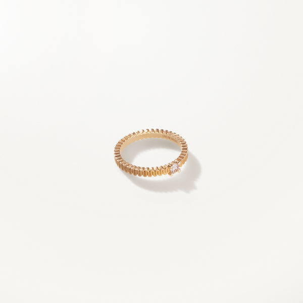 Ribbon Ring, Lab diamond satin yellow gold band 0.15 ctw