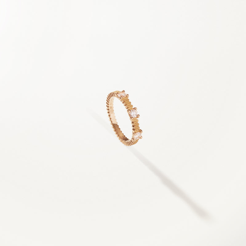 Ribbon Ring, Lab diamond satin yellow gold band 0.35 ctw