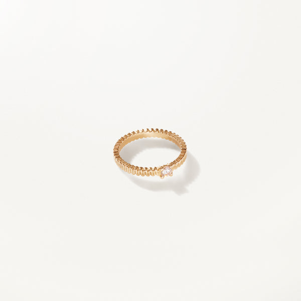 Ribbon Ring, Lab diamond polished yellow gold band 0.15 ctw