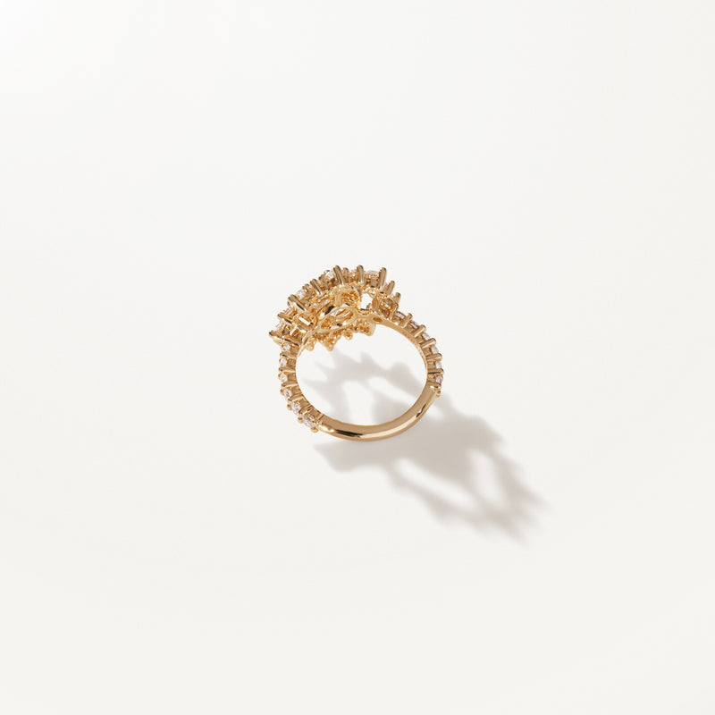 Astre, Lab diamond yellow gold cocktail ring 3.35 ctw
