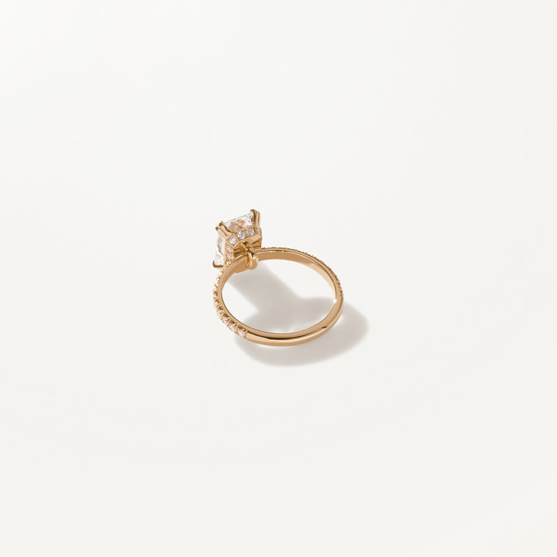 Couronne Engagement Ring, Lab diamond yellow gold pavé band
