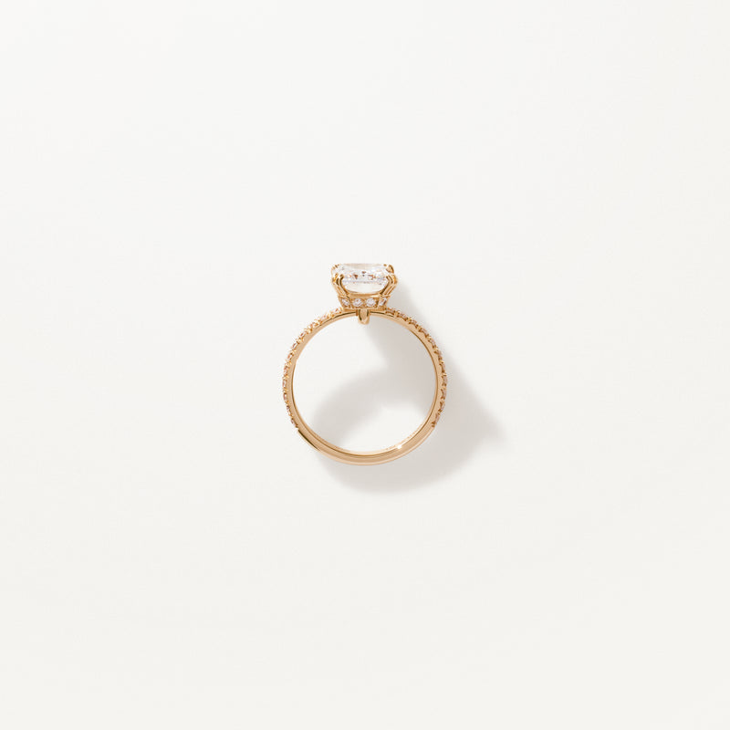 Couronne Engagement Ring, Lab diamond yellow gold pavé band