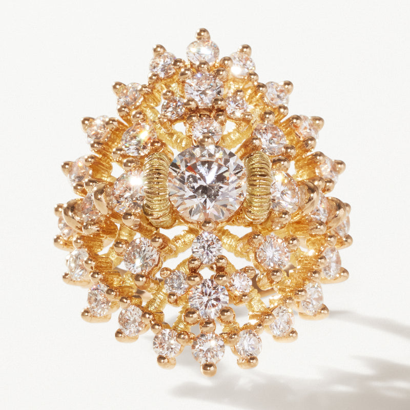 Souveraine, Lab diamond yellow gold cocktail ring 3.76 ctw