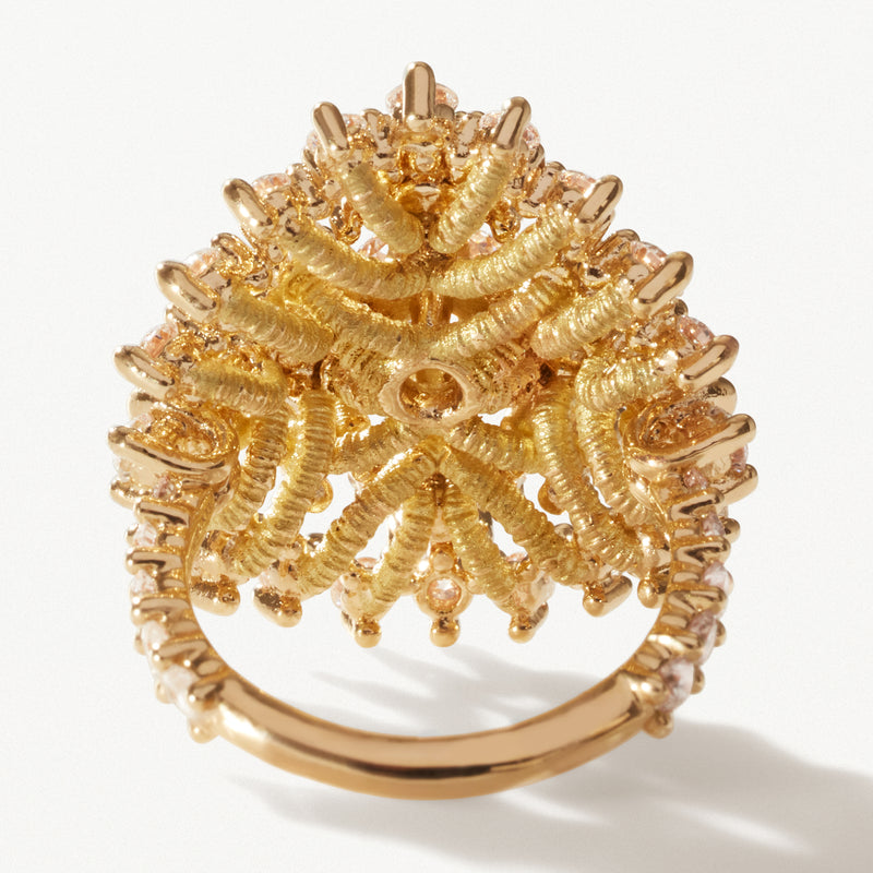 Souveraine, Lab diamond yellow gold cocktail ring 3.76 ctw