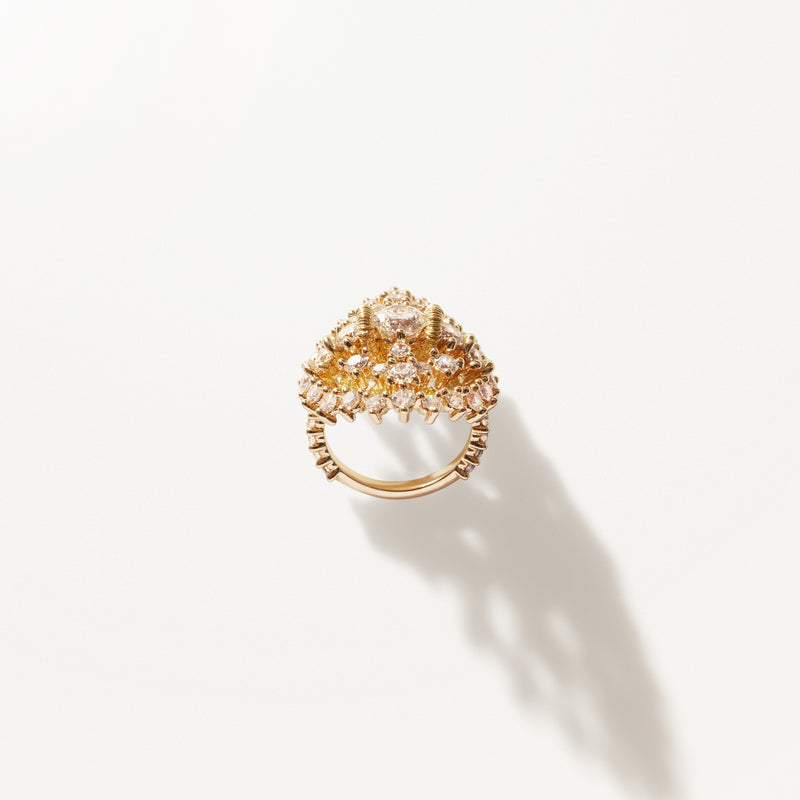 Souveraine, Lab diamond yellow gold cocktail ring 3.76 ctw