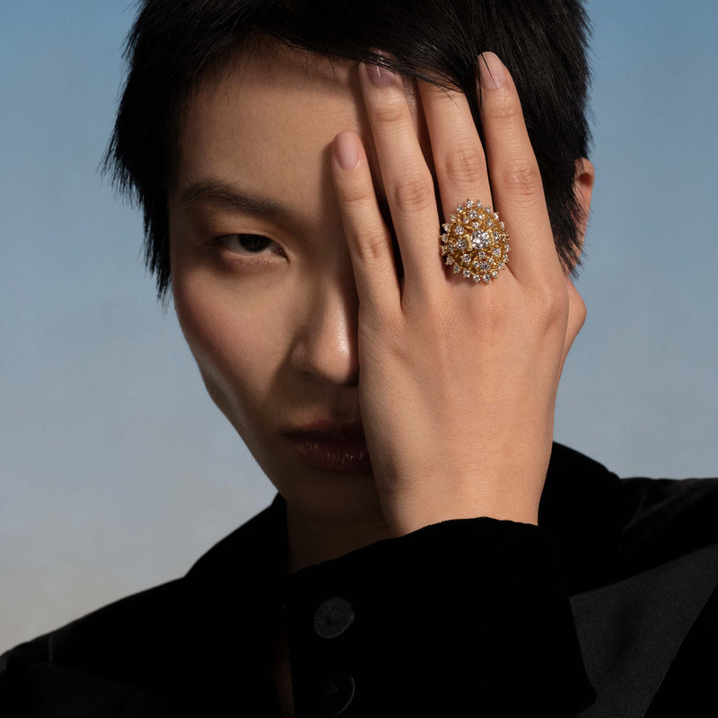 Souveraine, Lab diamond yellow gold cocktail ring 3.76 ctw
