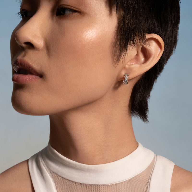 CZ Crystal Fan Shape Small Stud Earrings - 3 Colors – Neshe Fashion Jewelry