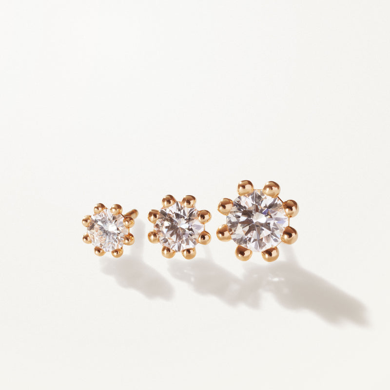 Beaded Earrings, Large lab diamond white gold studs 2 ctw