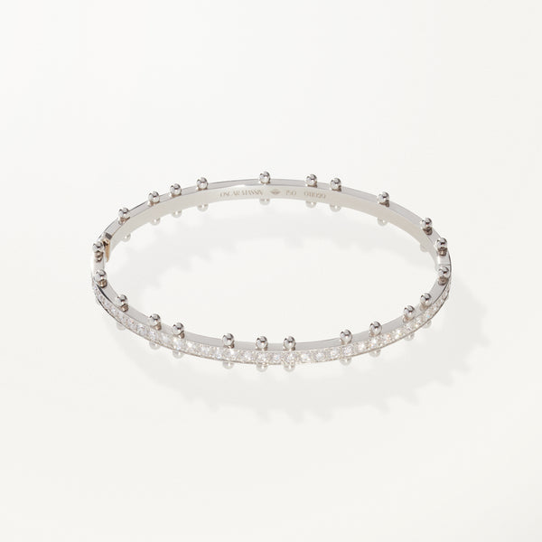 Beaded Bracelet, Lab diamond white gold oval cuff 2.76 ctw