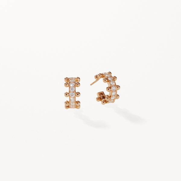 Beaded Earrings, Small lab diamond yellow gold hoops 0.52 ctw