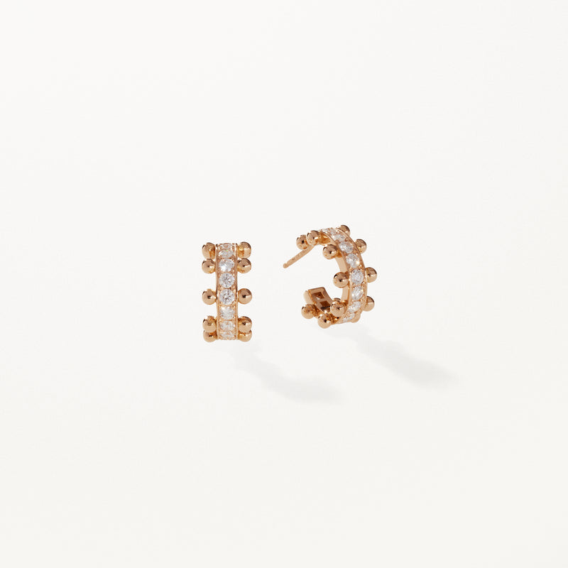 Beaded Earrings, Small lab diamond yellow gold hoops 0.52 ctw