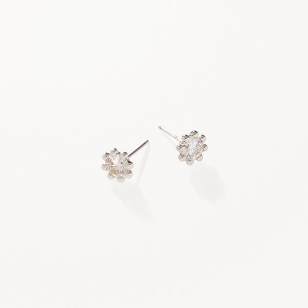 Beaded Earrings, Medium lab diamond white gold studs 1 ctw