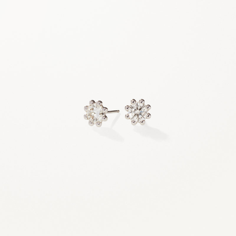 Beaded Earrings, Medium lab diamond white gold studs 1 ctw