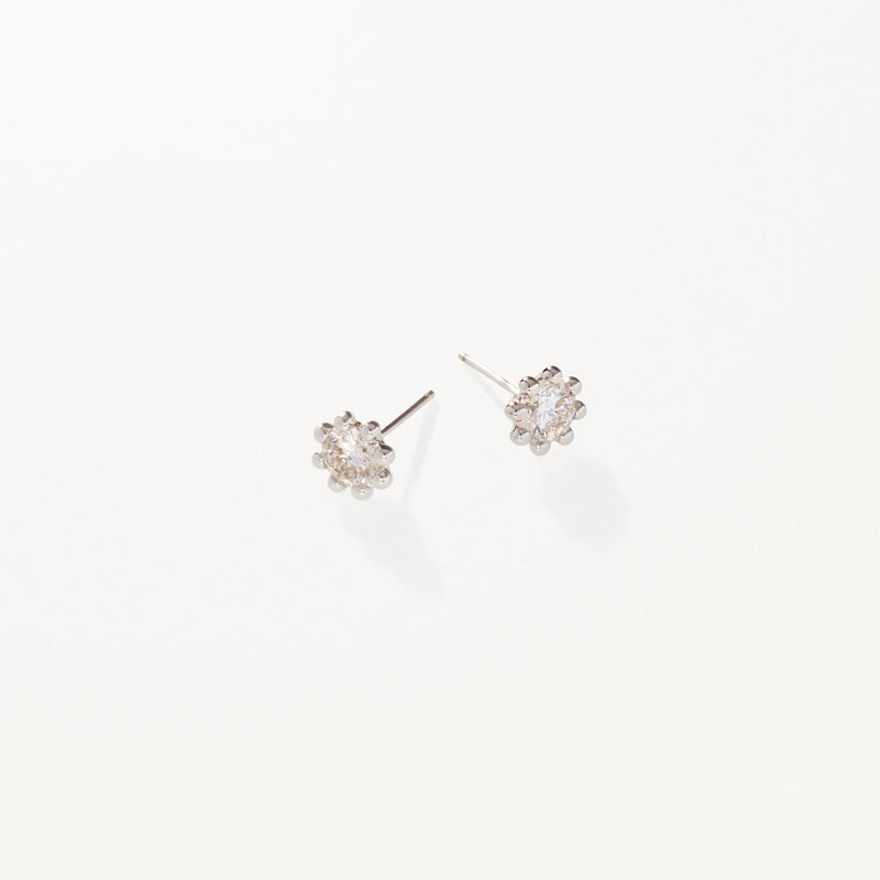 Beaded Earrings, Small lab diamond white gold studs 0.7 ctw