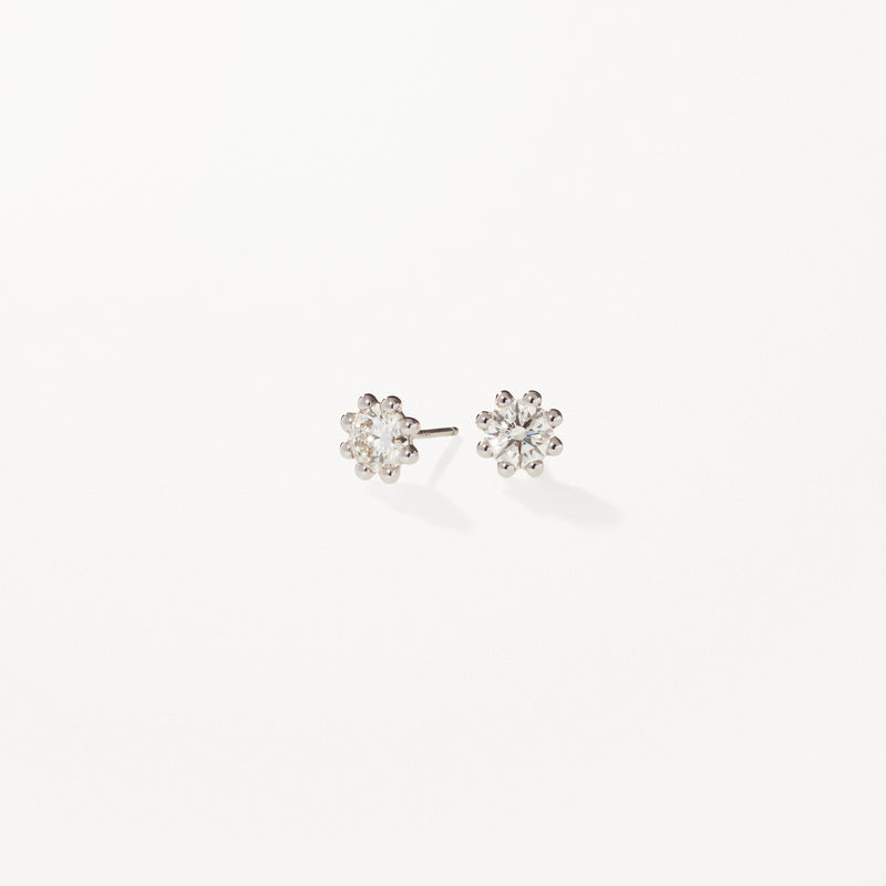 Beaded Earrings, Small lab diamond white gold studs 0.7 ctw