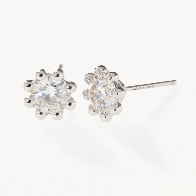 Beaded Earrings, Small lab diamond white gold studs 0.7 ctw