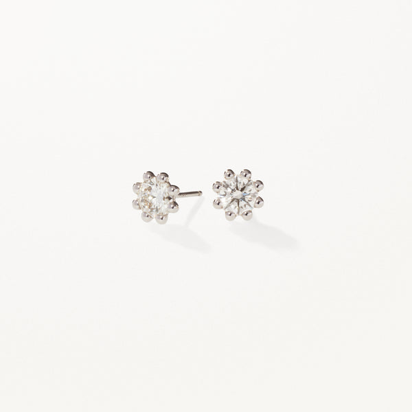 Beaded Earrings, Large lab diamond white gold studs 2 ctw