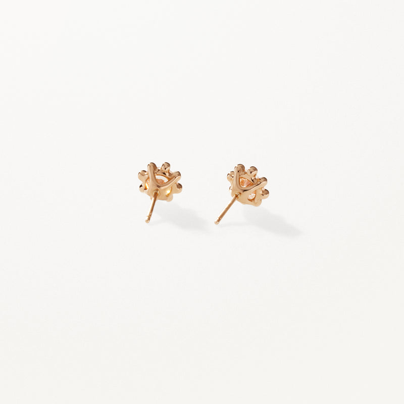 Beaded Earrings, Large lab diamond yellow gold studs 2 ctw