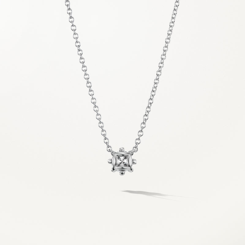 Beaded Necklace, Small lab diamond white gold pendant 0.35 ctw