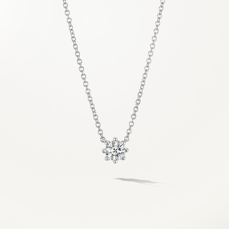 Beaded Necklace, Small lab diamond white gold pendant 0.35 ctw