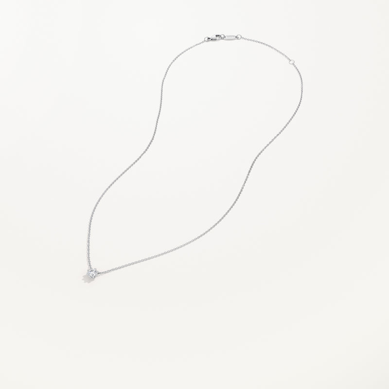 Beaded Necklace, Small lab diamond white gold pendant 0.35 ctw