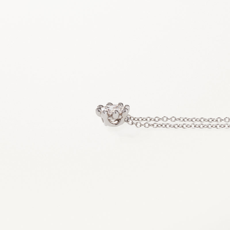 Beaded Necklace, Small lab diamond white gold pendant 0.35 ctw