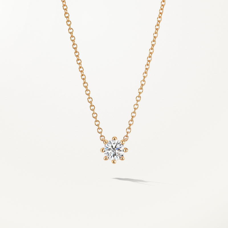 Beaded Necklace, Small lab diamond yellow gold pendant 0.35 ctw