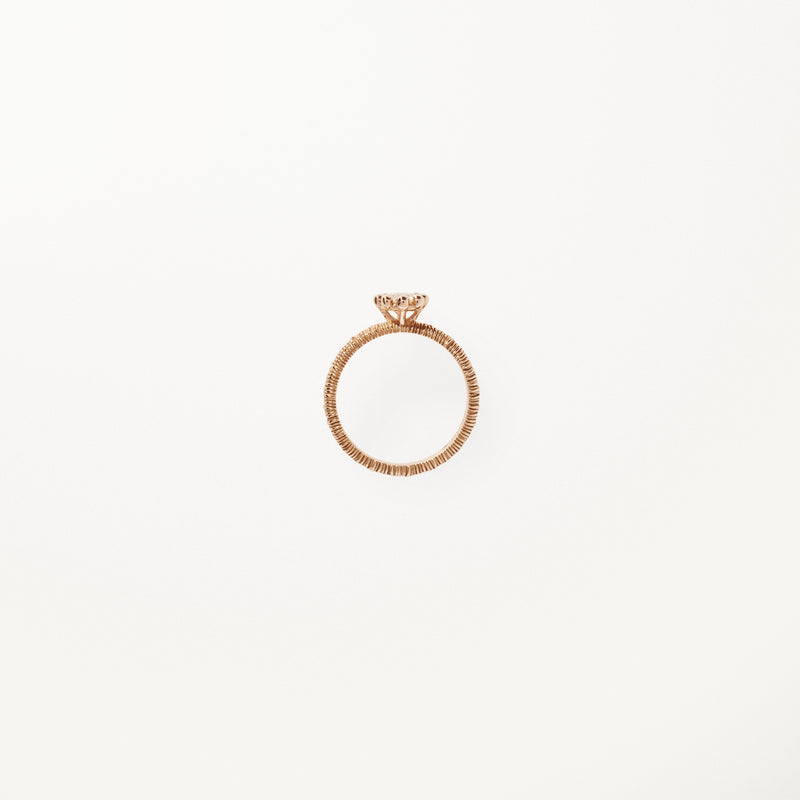 Beaded Ring, Lab diamond yellow gold filigree band 0.5 ctw