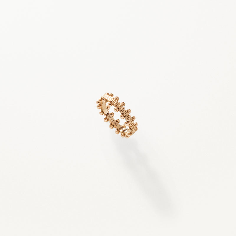 Beaded Ring, Yellow gold ribbon band