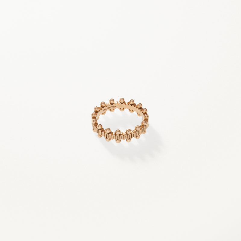 Beaded Ring, Yellow gold ribbon band