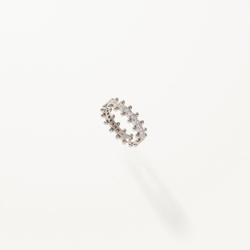 Beaded Ring, Lab diamond white gold band 0.64 ctw