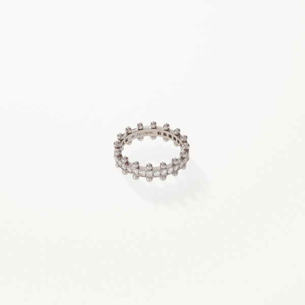 Beaded Ring, Lab diamond white gold band 0.64 ctw