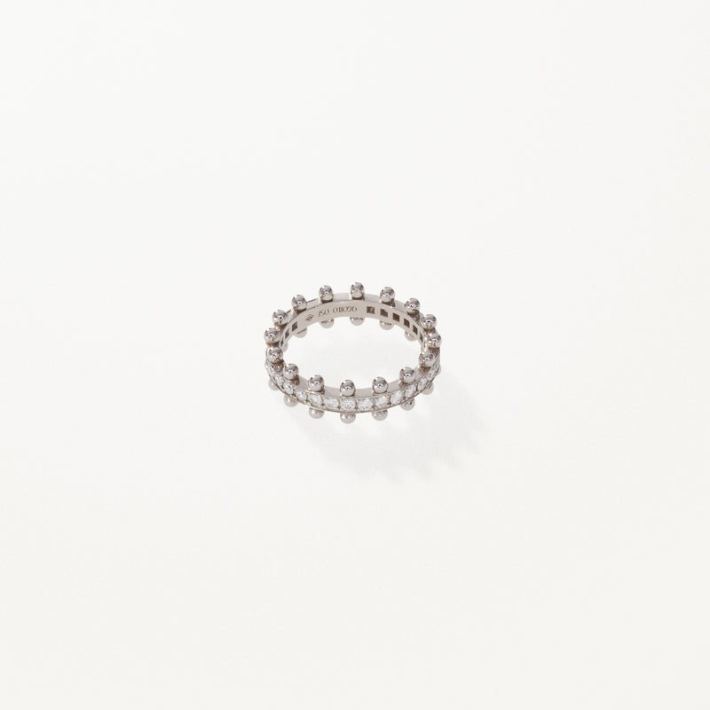 Oscar Massin Beaded Ring Diamond White Gold Band 0.64 ctw