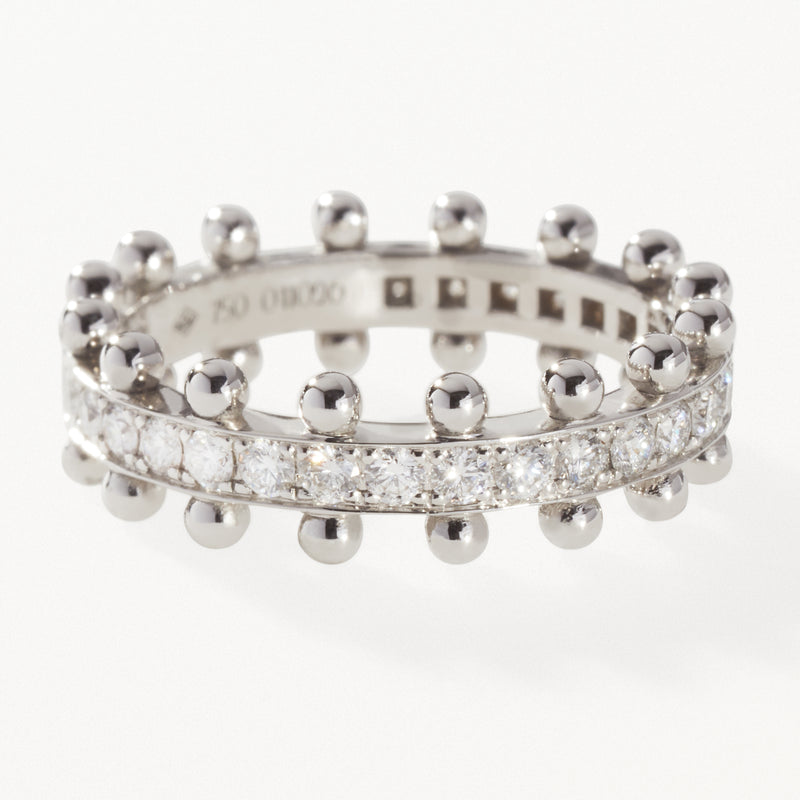 Beaded Ring, Lab diamond white gold band 0.64 ctw