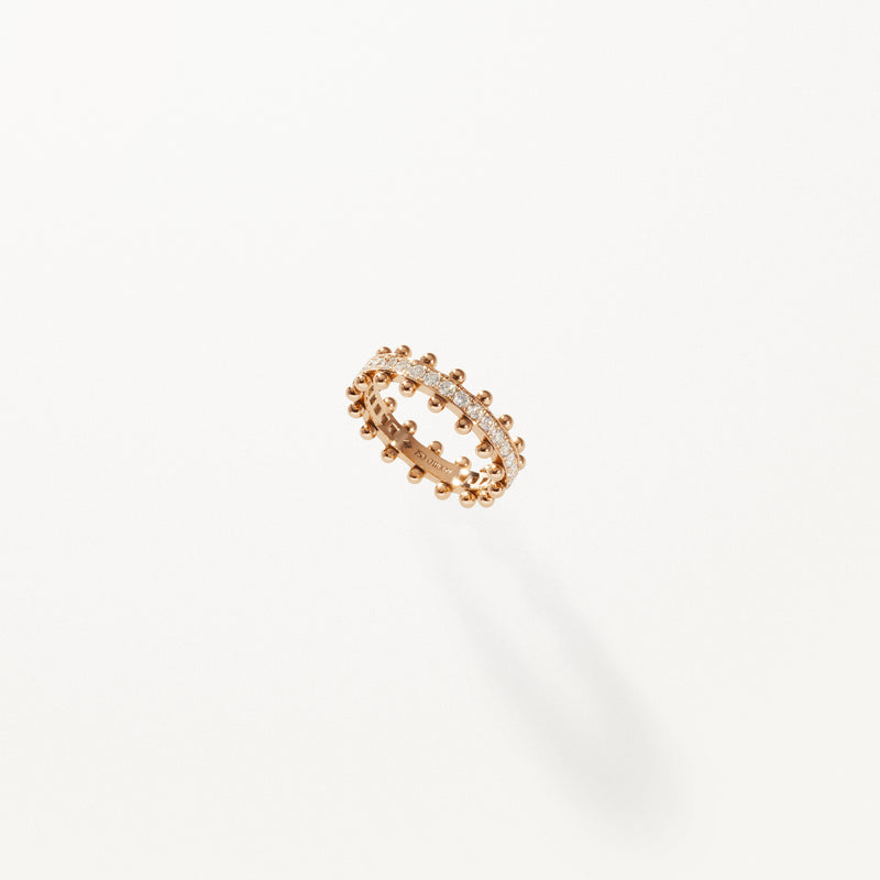Beaded Ring, Lab diamond yellow gold band 0.64 ctw