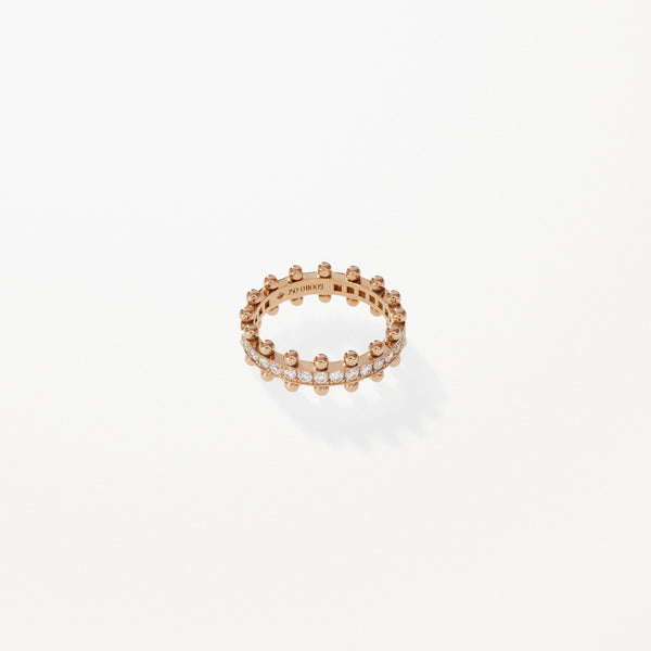 Beaded Ring, Lab diamond yellow gold band 0.64 ctw