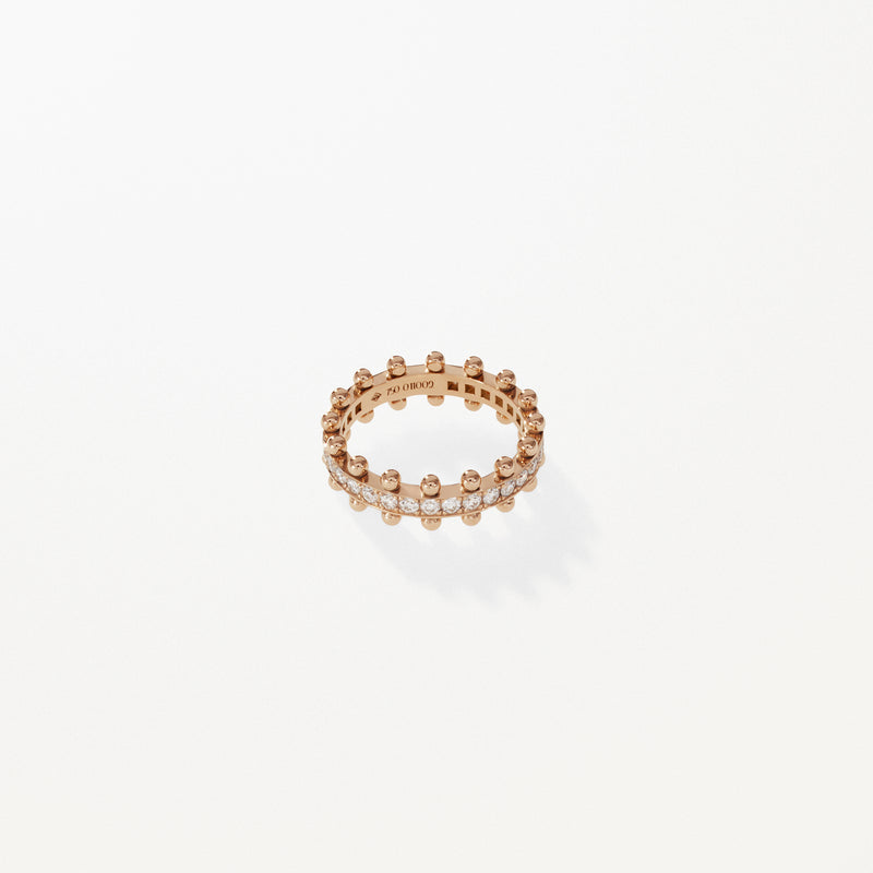 Beaded Ring, Lab diamond yellow gold band 0.64 ctw