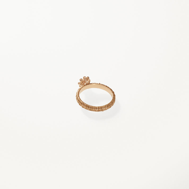 Beaded Ring, Lab diamond yellow gold filigree band 0.35 ctw