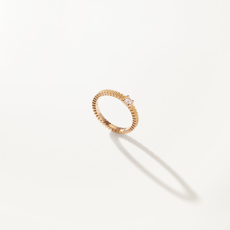 Ribbon Ring, Lab diamond satin yellow gold band 0.15 ctw
