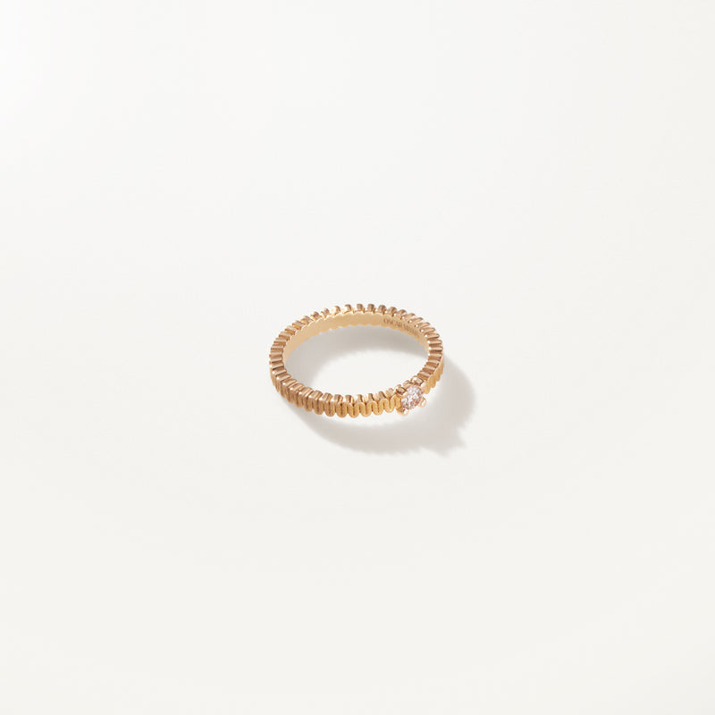 Ribbon Ring, Lab diamond satin yellow gold band 0.15 ctw