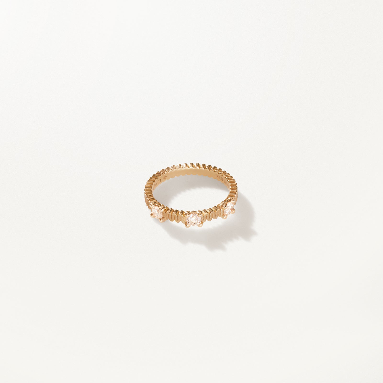 Oscar Massin Beaded Ring Lab Diamond Satin Finish Yellow