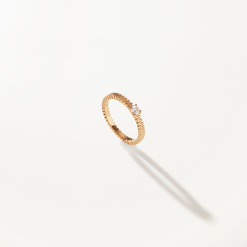 Ribbon Ring, Lab diamond polished yellow gold band 0.15 ctw