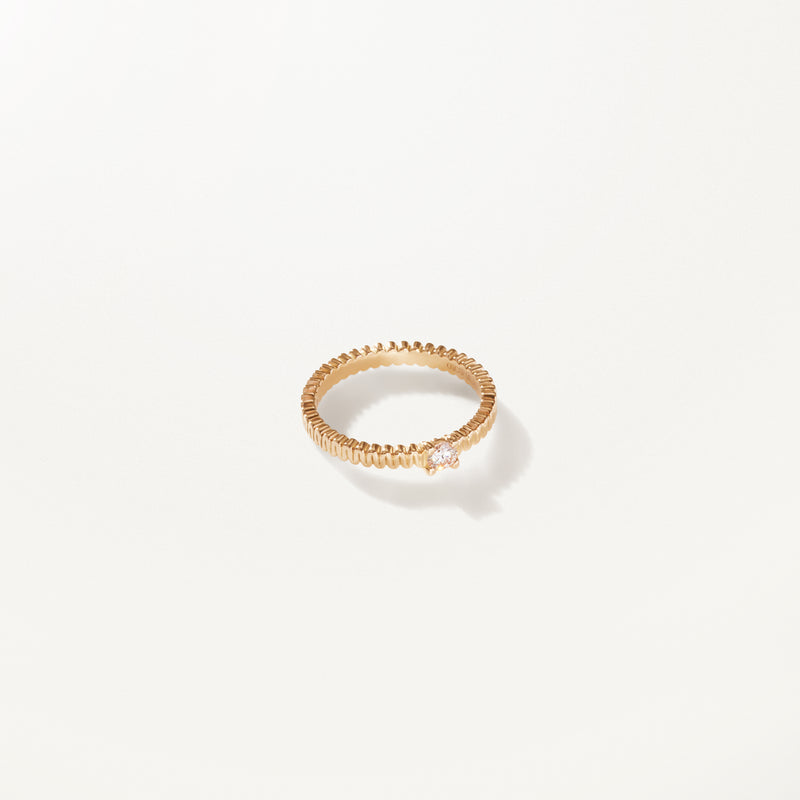 Ribbon Ring, Lab diamond polished yellow gold band 0.15 ctw