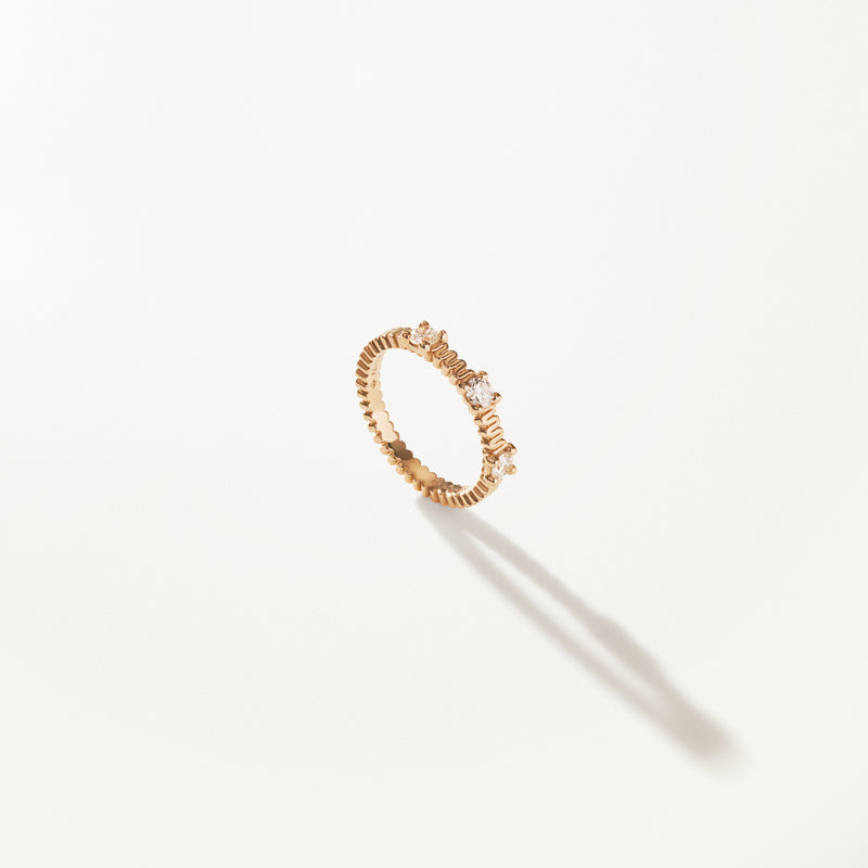 Ribbon Ring, Lab diamond polished yellow gold band 0.35 ctw